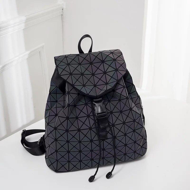 Geometric Luminous Women's Bag Holographic Reflective Flashing Color Backpack