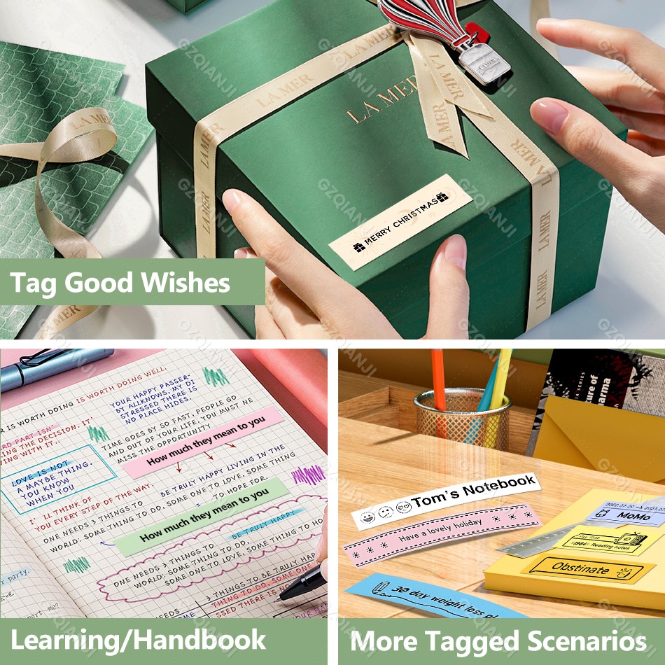 Thermische Label Printer Marklife M1 & Doorlopend Kleur Label Papier (15Mm X 4M), Compatibel Voor P11/P12/P15/P50/Q30/D30 Label Maker