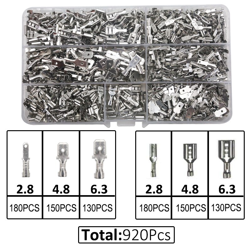 Male/Female Spade Crimp Terminals Crimping Tools Electrical Pliers Insulating Sleeve Wire Wrap Connector SN-48B: 920-SET