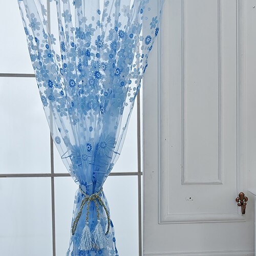 Pastorale Bloemen Voile Sheer Tulle Venster Interieur Gordijn Volant Deur Scheidingswand Drape Decoratie Gordijnen