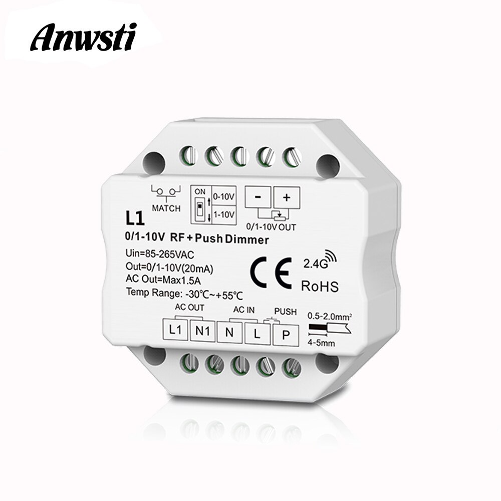 0/1-10V Led Dimmer 220V 110V Ac Push Dimmer Draadloze Rf Afstandsbediening Contoller Voor Dimbare enkele Kleur Led Verlichting L1