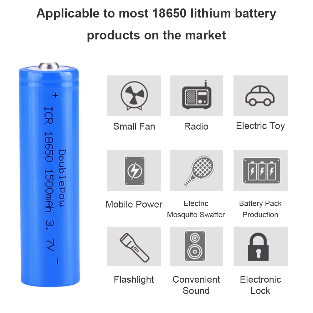NUOVA batteria Doublepow 18650 batteria ricaricabile al litio 3.7V 1500mah 18650 per torcia elettrica ecc