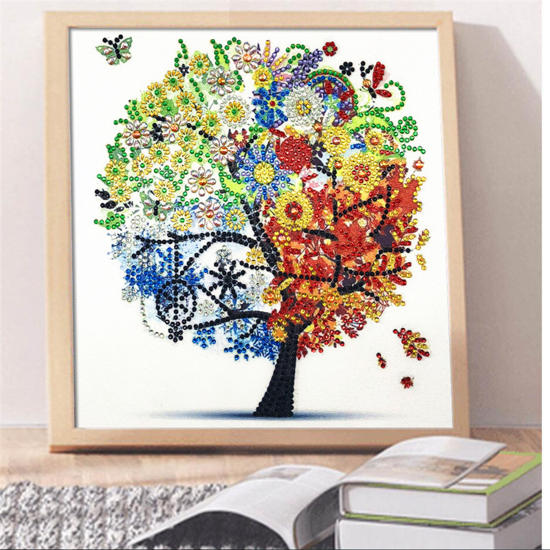 5D DIY Diamond Painting Four Seasons Tree Special Shiny Diamond Embroidery Mosaic Sticker Cross Embroidery Decoration