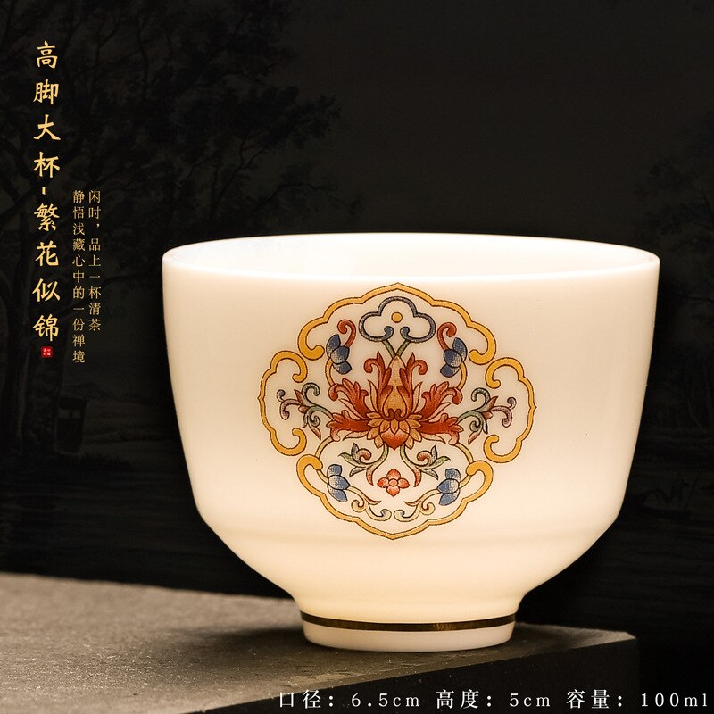 Taza de cerámica de jade Suet hecha a mano, taza de meditación Personal de viaje, tazón de té pintado a mano, juego de té Pu'er Master Cup: Azul oscuro