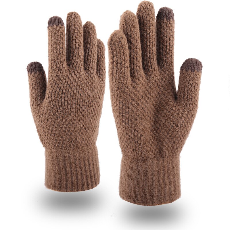Touch Screen Gloves Men's Jacquard Plus Velvet Winter Thick Knitted Warm Woolen Gloves: A331D-20