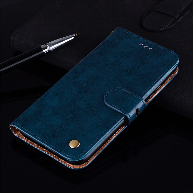 Luxury Leather Wallet Case For Huawei Honor 7X Flip Case For Huawei Honor 7 X 7x Card Holder Case for honor 7x Phone Bag Coque: Blue