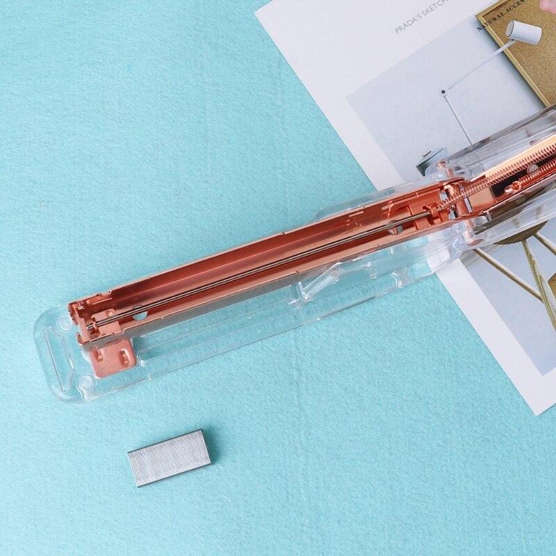 Rose Gold Stapler Acrylic Metal 24/6 26/6 Practical Manual Staplers Tool
