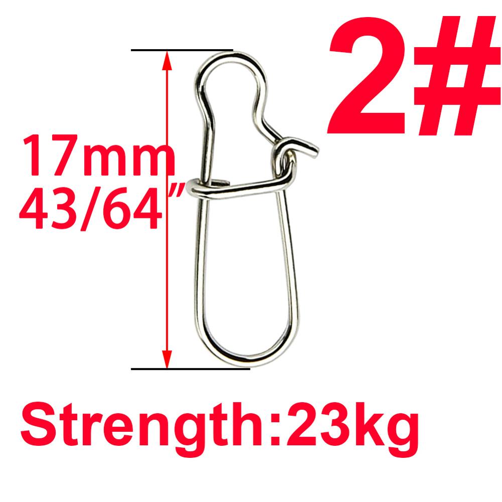 50pcs Stainless Steel Hooked Snap Fishing Barrel Swivel Safety Snaps Hook Lure Accessories Connector Snap: Size 2