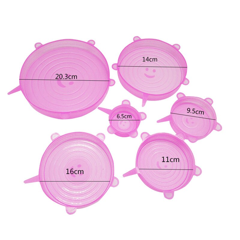 6 stücke Wiederverwendbare Silizium strecken deckel Universal- deckel Silikon lebensmittel wickeln schüssel topf deckel silikon abdeckung Pfanne kochen Küche Stopper