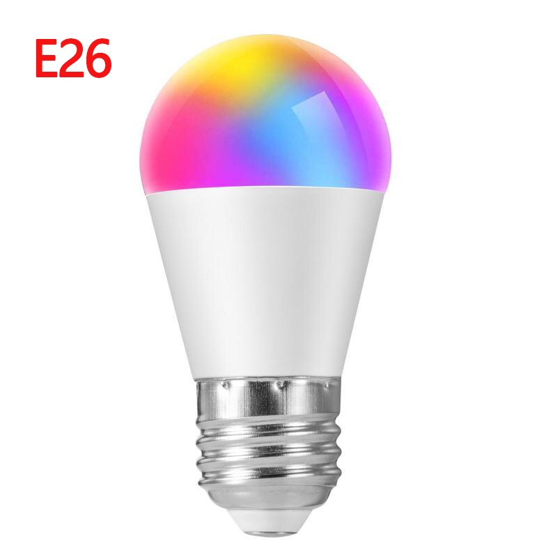 Bombilla inteligente con temporizador regulable, luz con voz por WiFi, 6W, E27, E26, B22, E14, RGB, funciona con Alexa/google home: E26