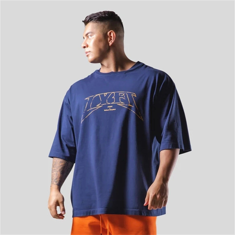 LYFT surdimensionné formation hommes T-Shirt lettres imprimer t-shirts pour hommes en vrac Sport rue vêtements décontractés t-shirts hauts