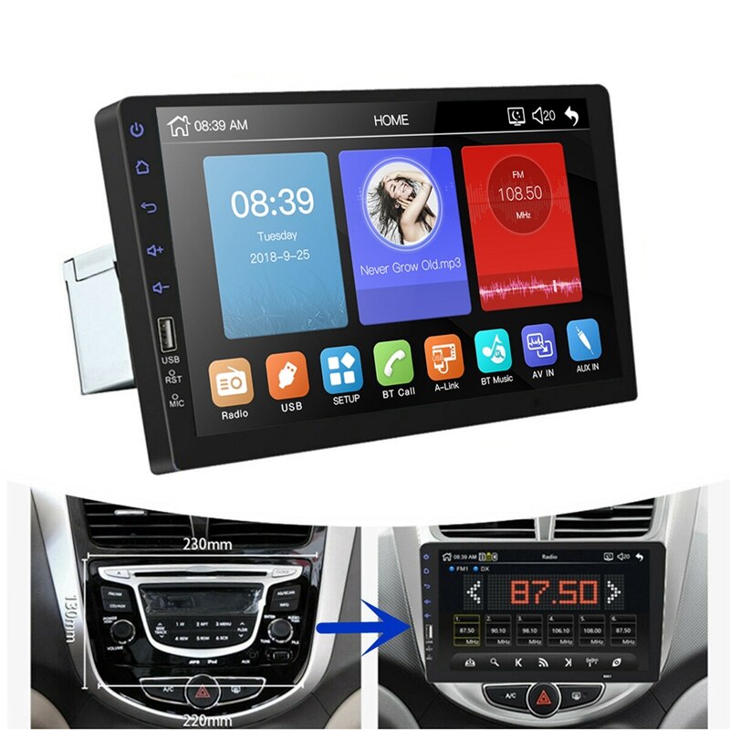 9Inch 1Din Car MP5 Player Press Sn FM Radio Bluetooth USB AUX Mirror Link