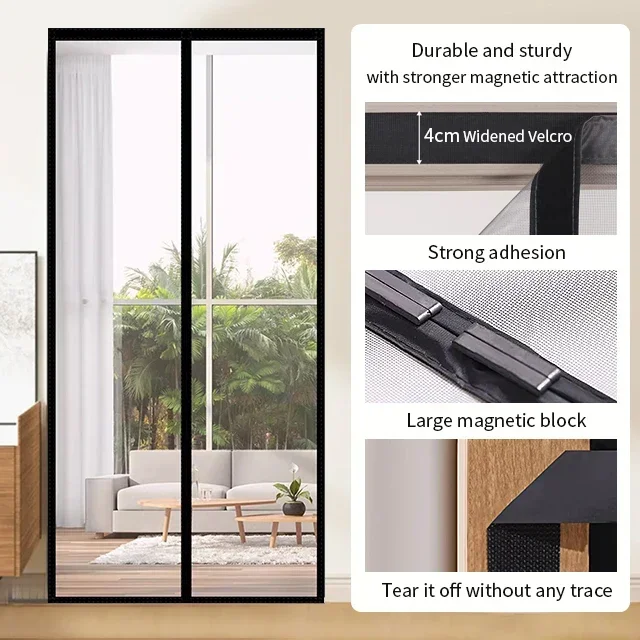 Moustiquaires pour portes, taille personnalisée, empêche les moustiques d'investir d'entrer en été, rideau de porte invisible, salons, balcons: Autre / Black