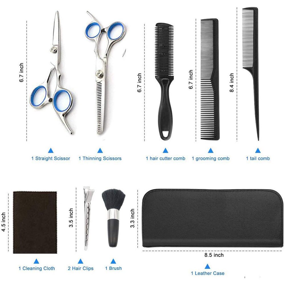 Haar Knippen Schaar Set Professionele Kappers Haar Kapper Dunner Barbershop Schaar Kit Salon Kam Clips Cape Voor Thuis