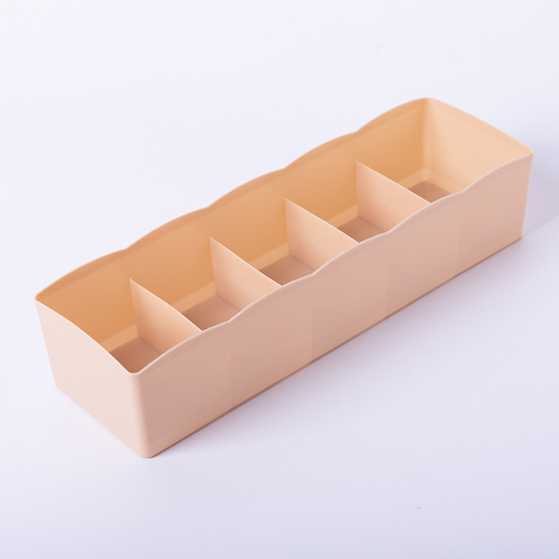 Plastic Multi Grids Ondergoed Bh Sokken Opbergdozen Kleding Organizer Thuis Slaapkamer Kast Lade Plastic Divider Organizer: beige-5 grid