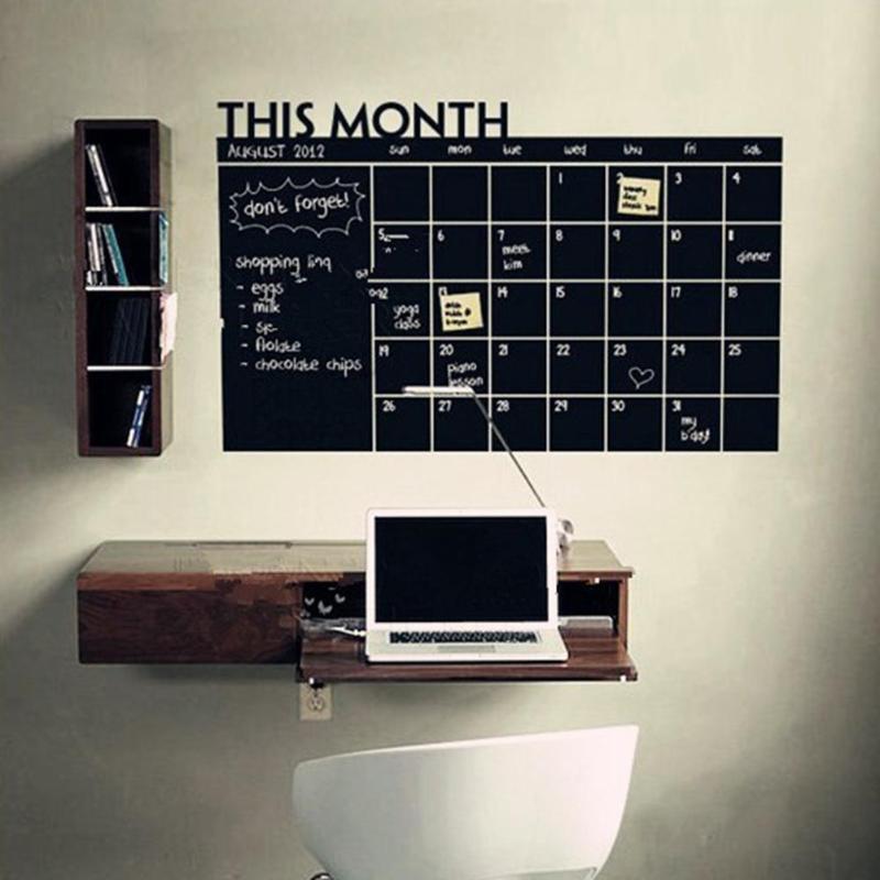 92*60cm Maand Kalender Schoolbord Schoolbord Verwijderbare Planner Muurstickers Zwart Board Kantoor School Vinyl Decals Levert