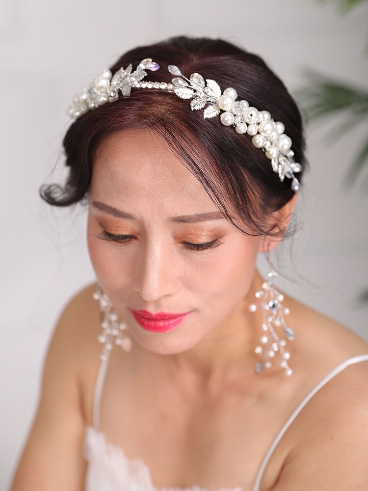 Wedding Bridal Hair band Silver Headpieces Rhinestones Crystal Headdress Handmade Hairstyles Jewellery Hair Accessories set