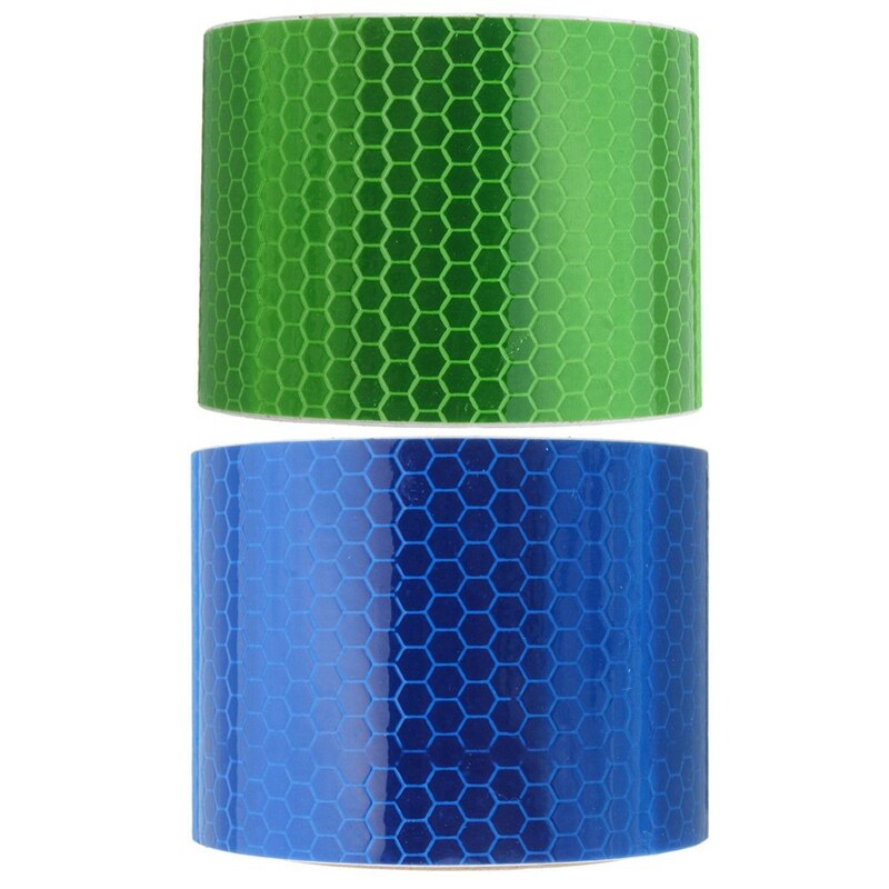 2 Pcs 5 Cm X 3 Meter Tape Waarschuwing Tape Reflector Tape Veiligheid Tape, Blauw & Groen