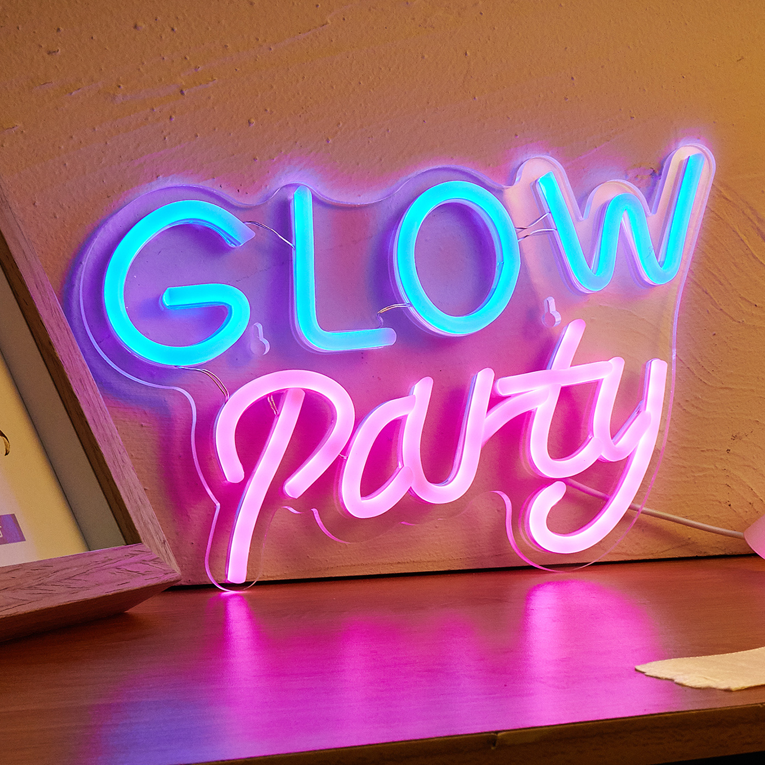 Chi-kjøpe ledet neon glød fest usb-drevne neonskilt nattlys 3d veggkunst og spillrom soverom stue dekor lampe skilt