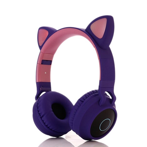 Gaming Led Hoofdtelefoon Bluetooth 5.0 Jongeren Kids Headset Voor Telefoon Pc Laptop Kinderen Headphonestf Kaart 3.5Mm Plug met Mic: Purple