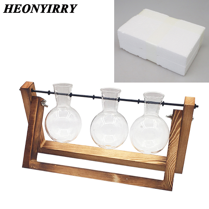 Terrarium hydroponisk plante gennemsigtig vase træramme vase dekoratio glas bordplade plante bonsai indretning blomstervase