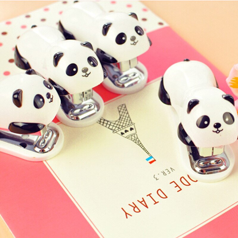 Deli Mini Panda Stapler Set 1000pcs Staples Cartoon Office School Supplies Staionery Paper Clip Binding Binder Book Sewer