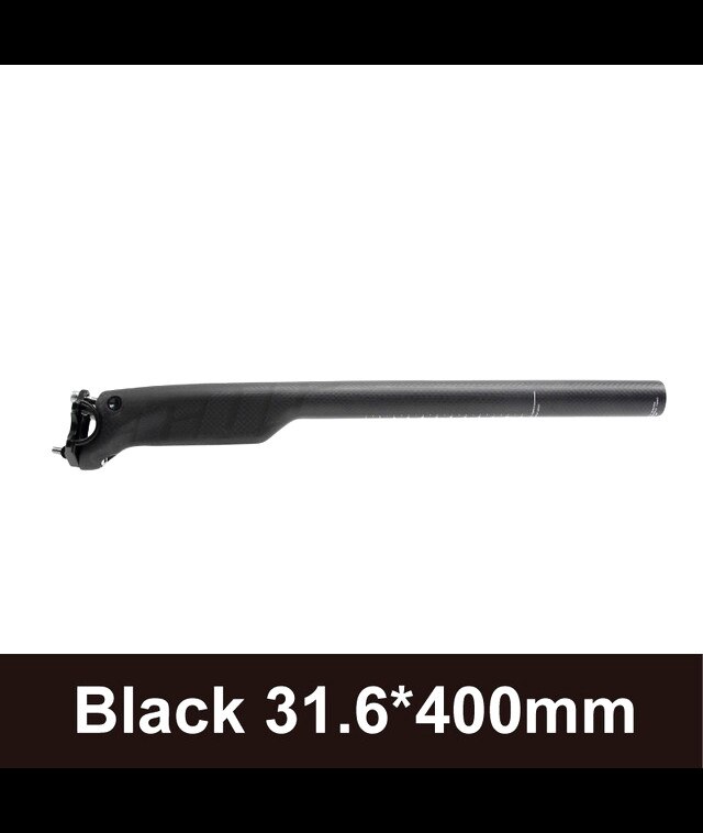 Bike Full Carbon Fiber Seat Post MTB Mountain Bike Road Bicycle Ultralight Seat Tube 27.2/30.9/31.6mm*350mm/400mm Bike Seatpost: 31.6x400mm Black