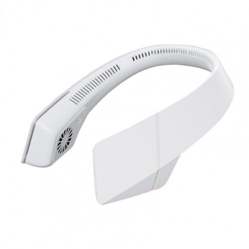Hanging Neck Fan USB Powered Fast Charge Electric Fan Headphone Mini Cooling Portable Neck Fan for Work Outdoor Summer: Grey
