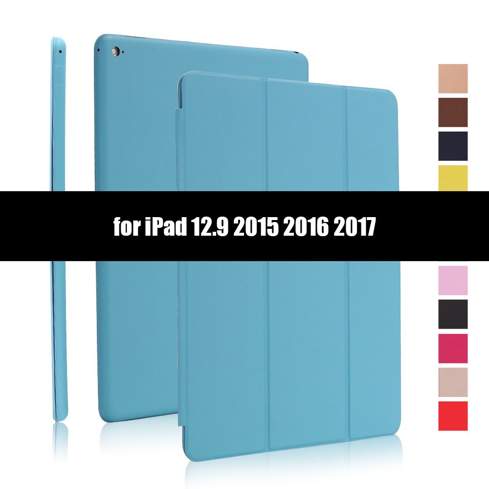 Ultradunne smart case cover voor ipad pro 12.9 12.9 inch magnetische pu-leren opvouwbare folio-hoes voor ipad 12.9: Blauw -1
