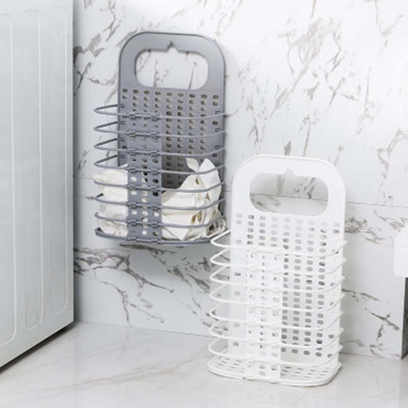 Cesta de almacenamiento de ropa sucia, cesta Flexible y plegable de PP montada en la pared, organizador de artículos diversos para el hogar