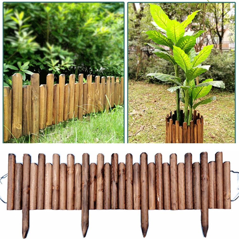 Valla enrollable de madera con pinchos, fácil de conectar, resistente a la corrosión, para camas de flores, caminos de césped inteligentes