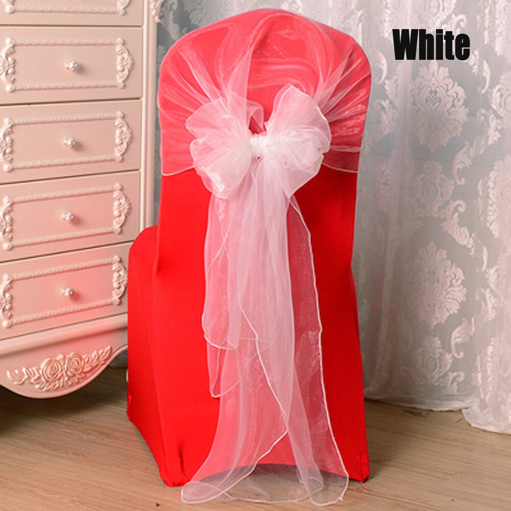 25 stuks/partij 60 x 275cm rood roze wit 16 kleuren organza stof strik stoel sjerp voor bruiloft feest evenement banket decoratie