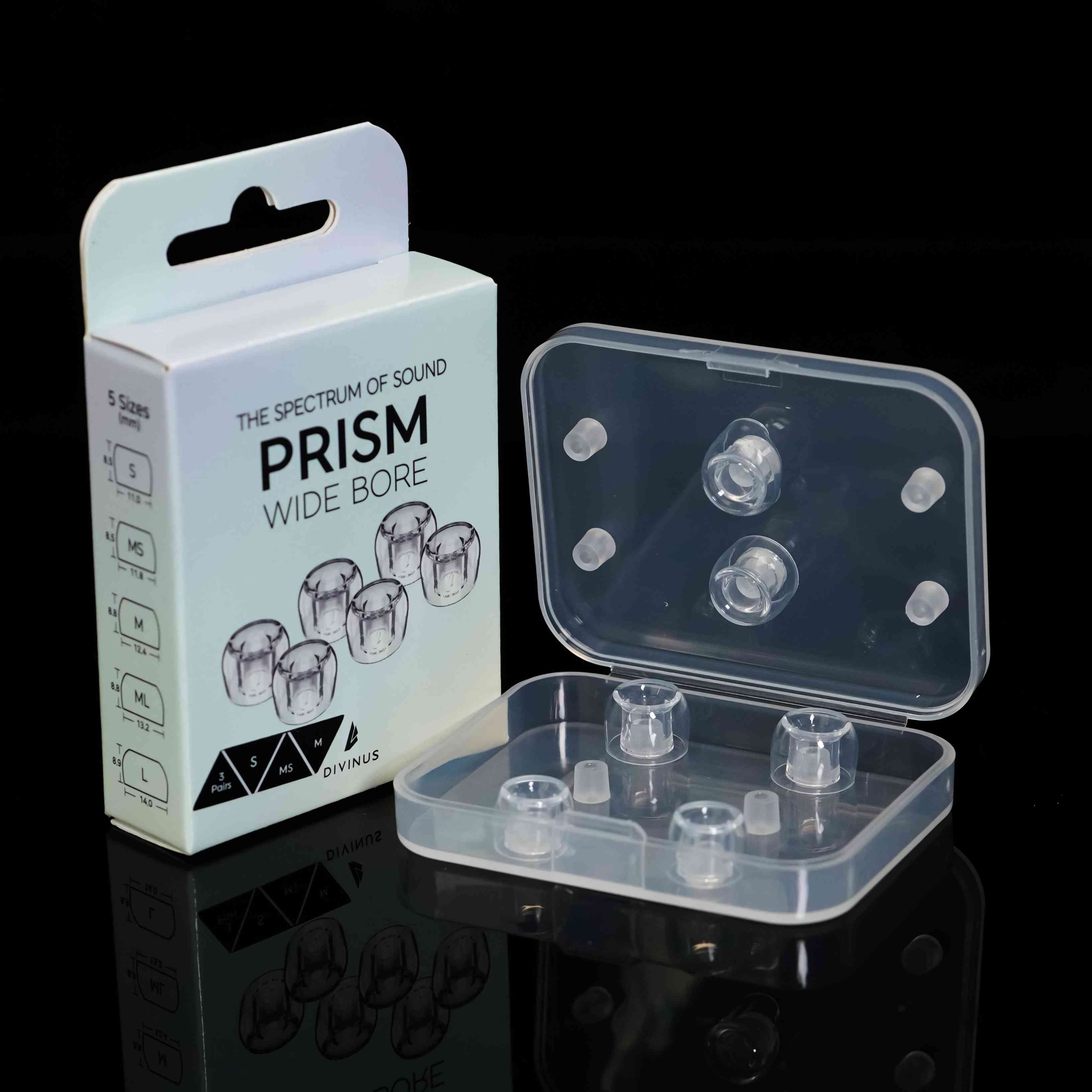 Divinus Prism Wide Bore LSR Earphone Eartips For 4-6mm Nozzle, Earphone Ear Tips for Dunu Davinci, AFUL Performer 5+2, JUZEAR: Light Grey