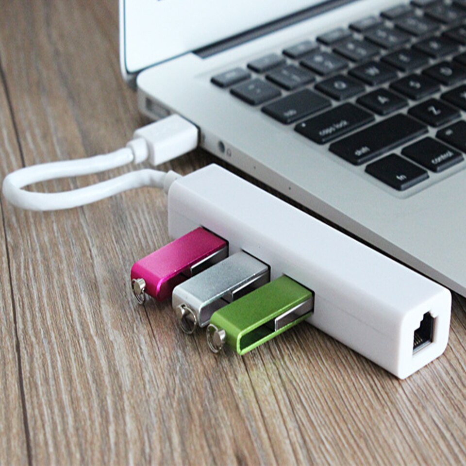 USB Ethernet Adapter met 3 HUB USB2.0 NIC USB om Ethernet RJ45 Lan Gigabit Internet Windows 7/8/10 Voor Tablet PC Laptop
