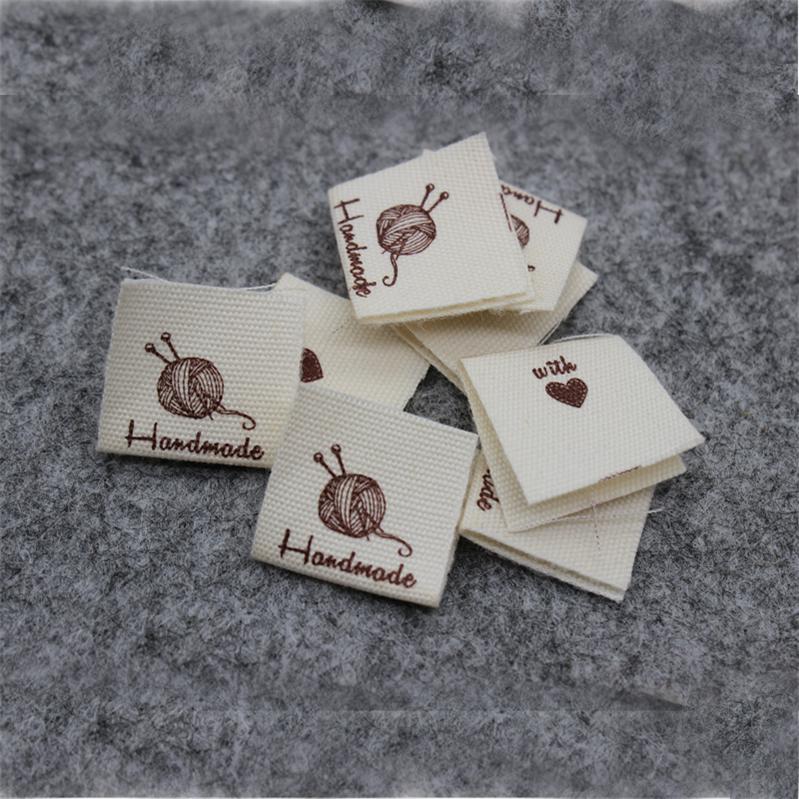 200pcs handmade label in stock/clothing printed cotton labels/clothing/garment printed tag/Retro cotton name labels: Gold