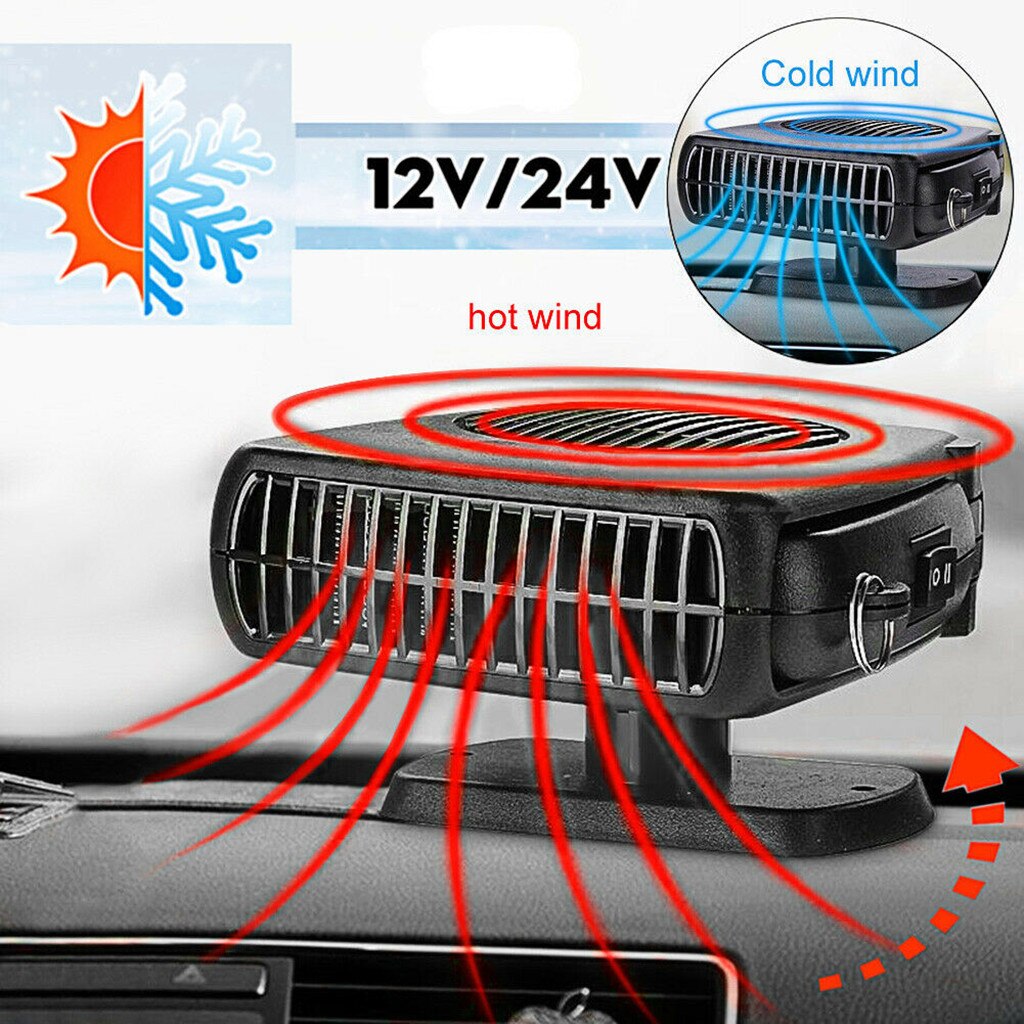 Calentador eléctrico portátil para coche, desempañador de escarcha, 12/24V, 200W, parabrisas, rotación de 360 grados, ABS, calefacción, ventilador de refrigeración