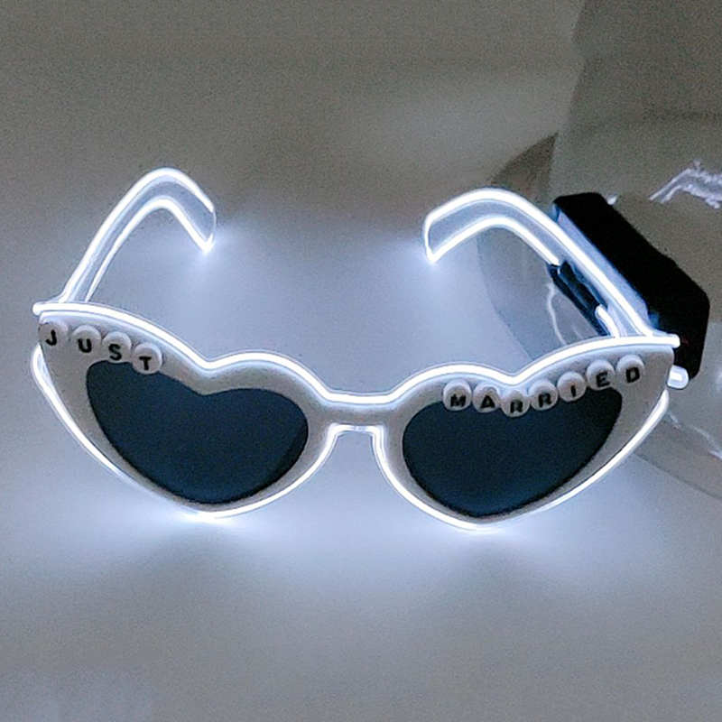 Wireless Led Jsut Married Sunglasses Bride Accessories Wedding As Honey Bride And Groom Glowing Wedding Heart Glasses