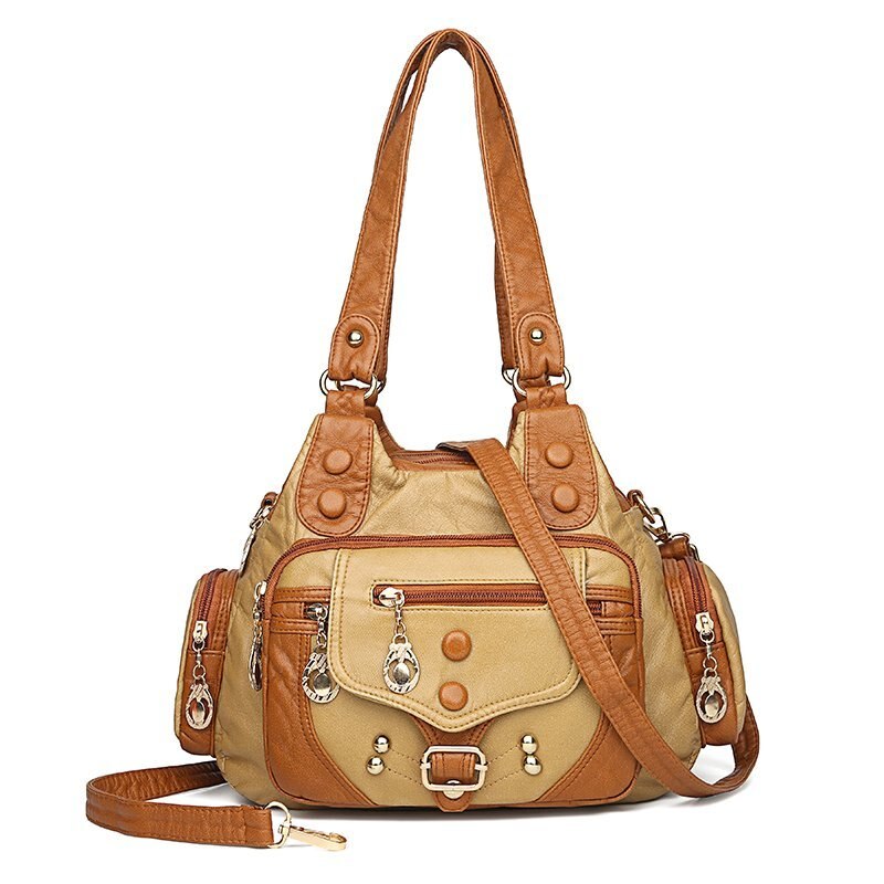 Kvinne messenger bag luksus mykt skinn håndvesker dame & #39 ;s vesker kjent merke dame skulder veske: Khaki