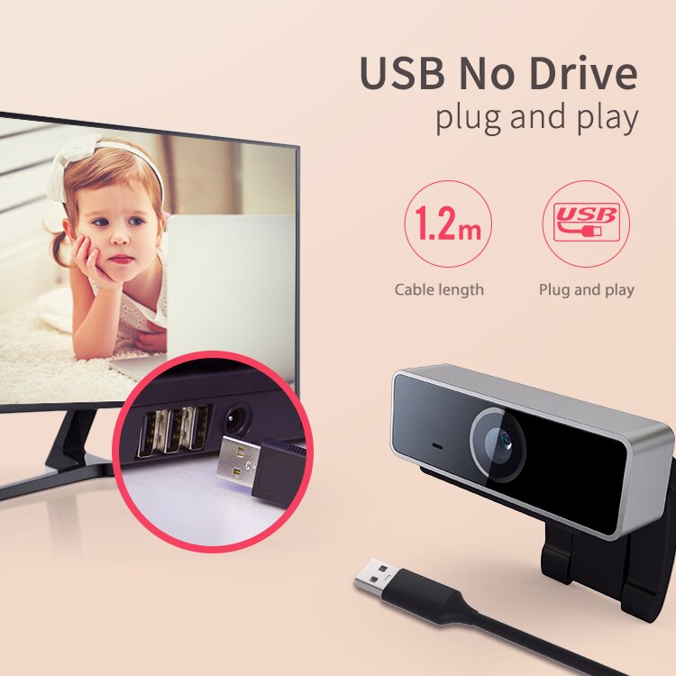 Redução de ruído da webcam de usb da câmera do computador 1080p hd com microfone para o ensino em linha da videoconferência