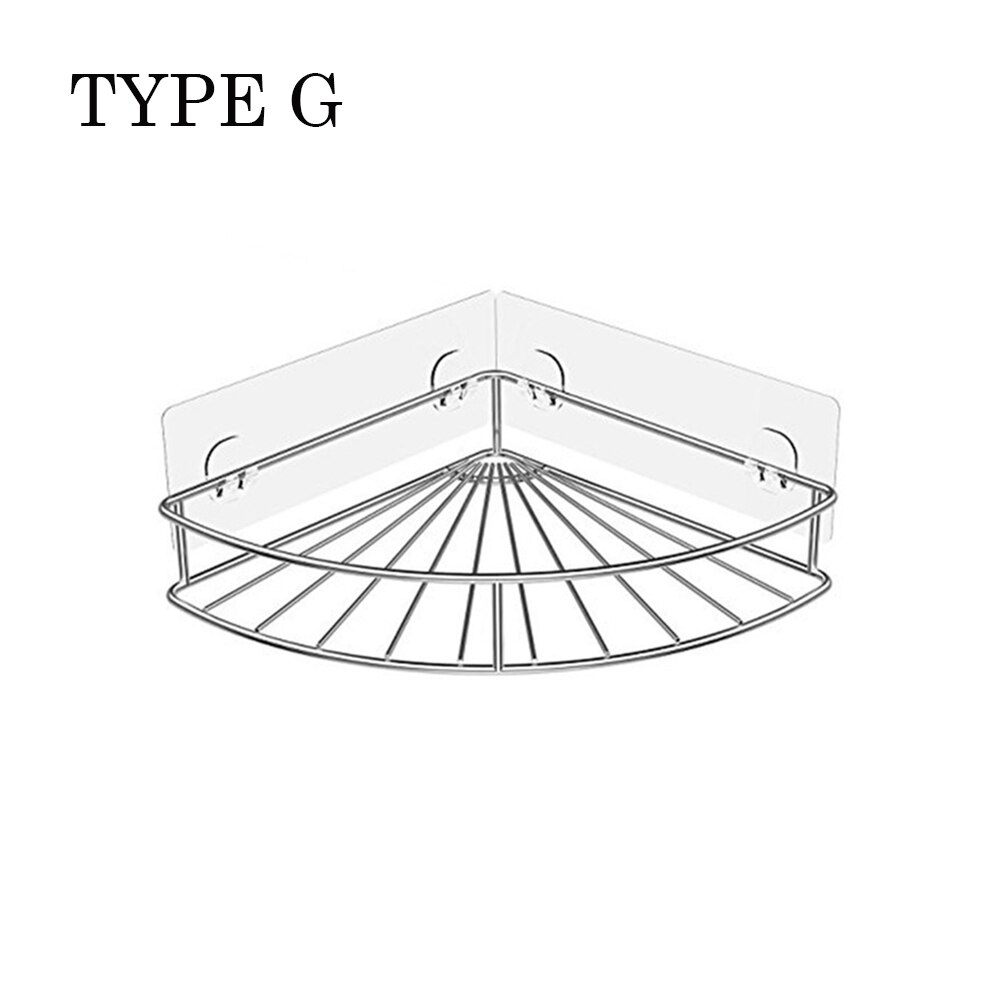 Stainless Steel No Drilling Bathroom Shelf Qrganizer Corner Shelf Caddy Bathroom Plastic Corner Shelf Shower Storage Wall Holder: type G