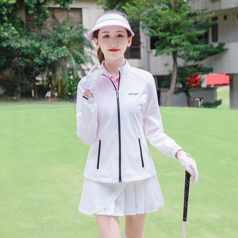 Ttygj damskie golf odzież sportowa kobiety wodoodporna kurtka golfowa wypoczynek wiatroszczelne płaszcze zdatność damskie cała na zamek odzież sportowa