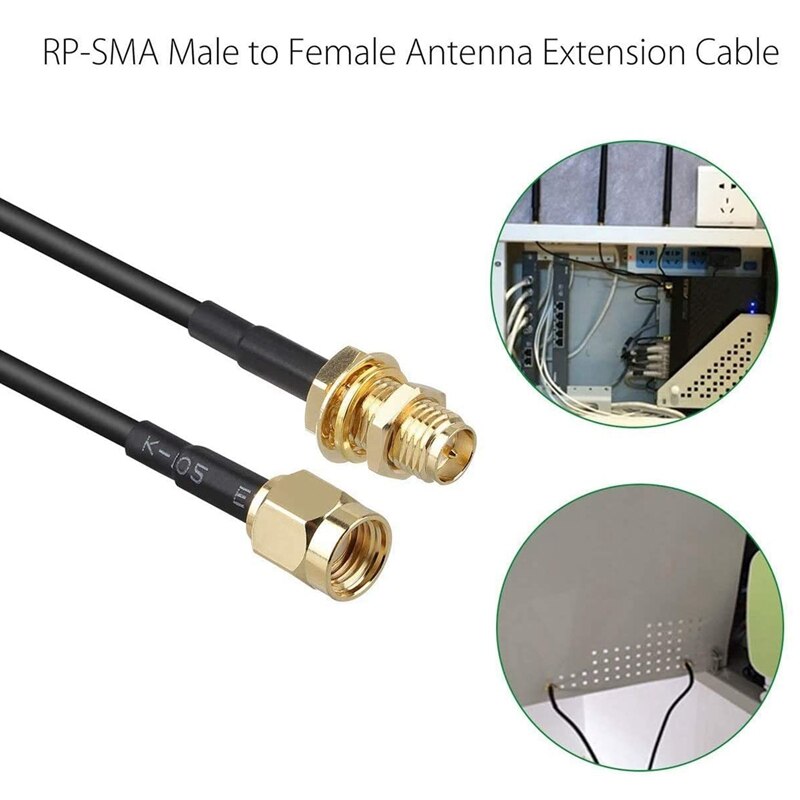 5-Pack 10Ft WiFi Antenna Extension Coaxial Cable RP-SMA Male to RP-SMA Female for WiFi LAN WAN Router Bridge Antenna