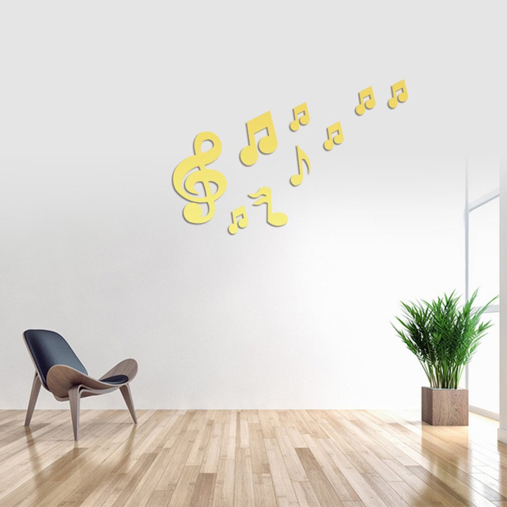 Gold Music Note Acrylic Mirror Wall Stickers DIY Art Wall Decor Wall Stickers Mirror Wall Sticker Home Decor Living Room