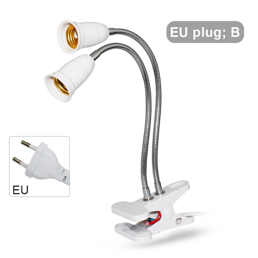 360 graden flexibele lamphouderclip met aan-uitschakelaar eu/us-stekker voor  e27 led kweeklampen, planten, bloemen, bureaukweeklampen: Eu stekker b