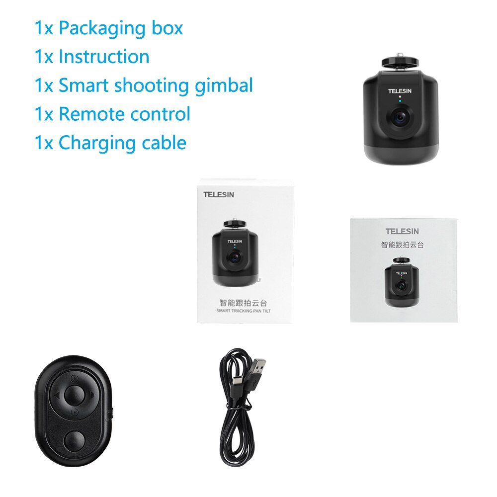 TELESIN Smart Shooting Gimbal Selfie 360 Rotation Auto Face Object Tracking For GoPro Osmo Action Smartphone Camera Vlog Live: Package A