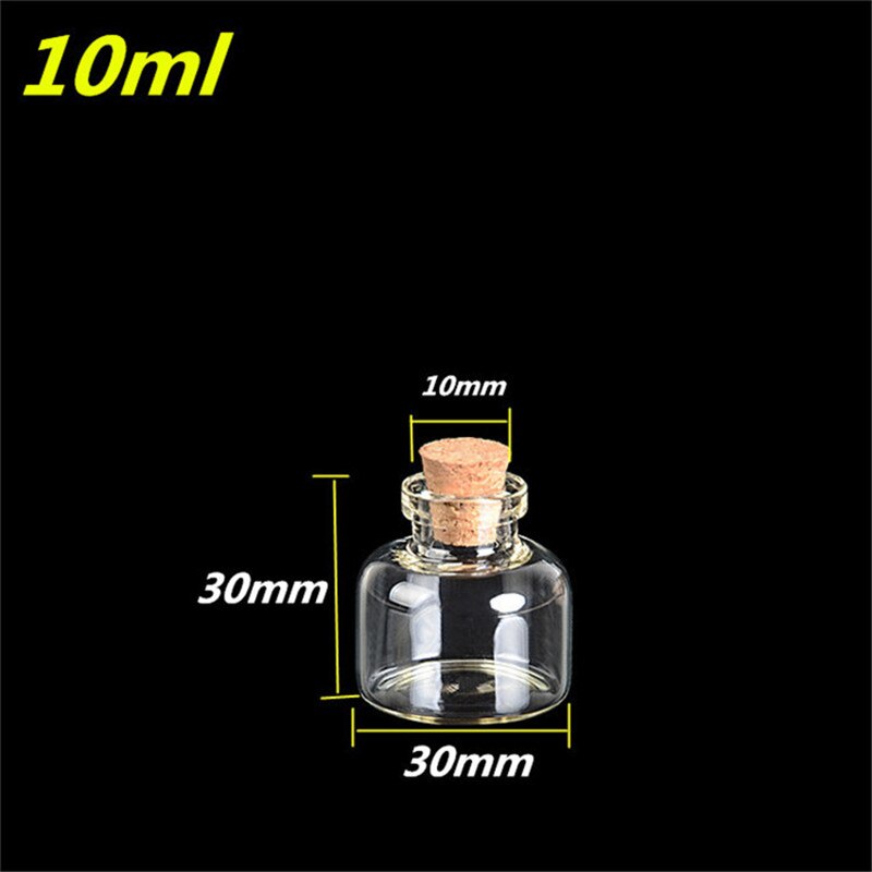 Mini botellas de vidrio vacías, frascos de botellas de vidrio transparente, frascos de 30x30x10mm, 24 unids/lote, , , 10ml