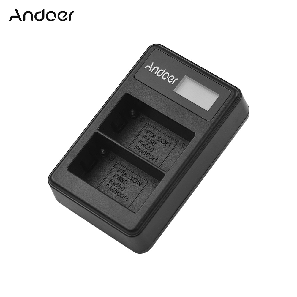 Andoer LCD2-NPF550 USB Dual Battery Charger voor Sony NP-F550 NP-F570 NP-F530 NP-F330