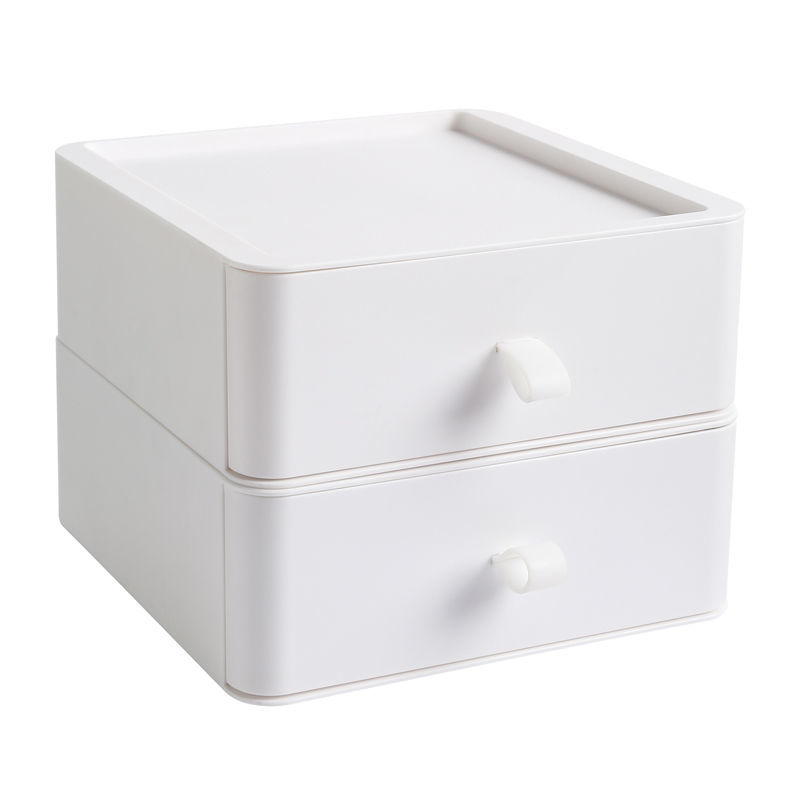 Multifunktions Schreibtisch Organizer Schublade machen-hoch Lagerung Kasten Stapelbar Schmuck Behälter Große Kapazität Büro Lagerung fallen Kasten: 2 Schichten Weiß