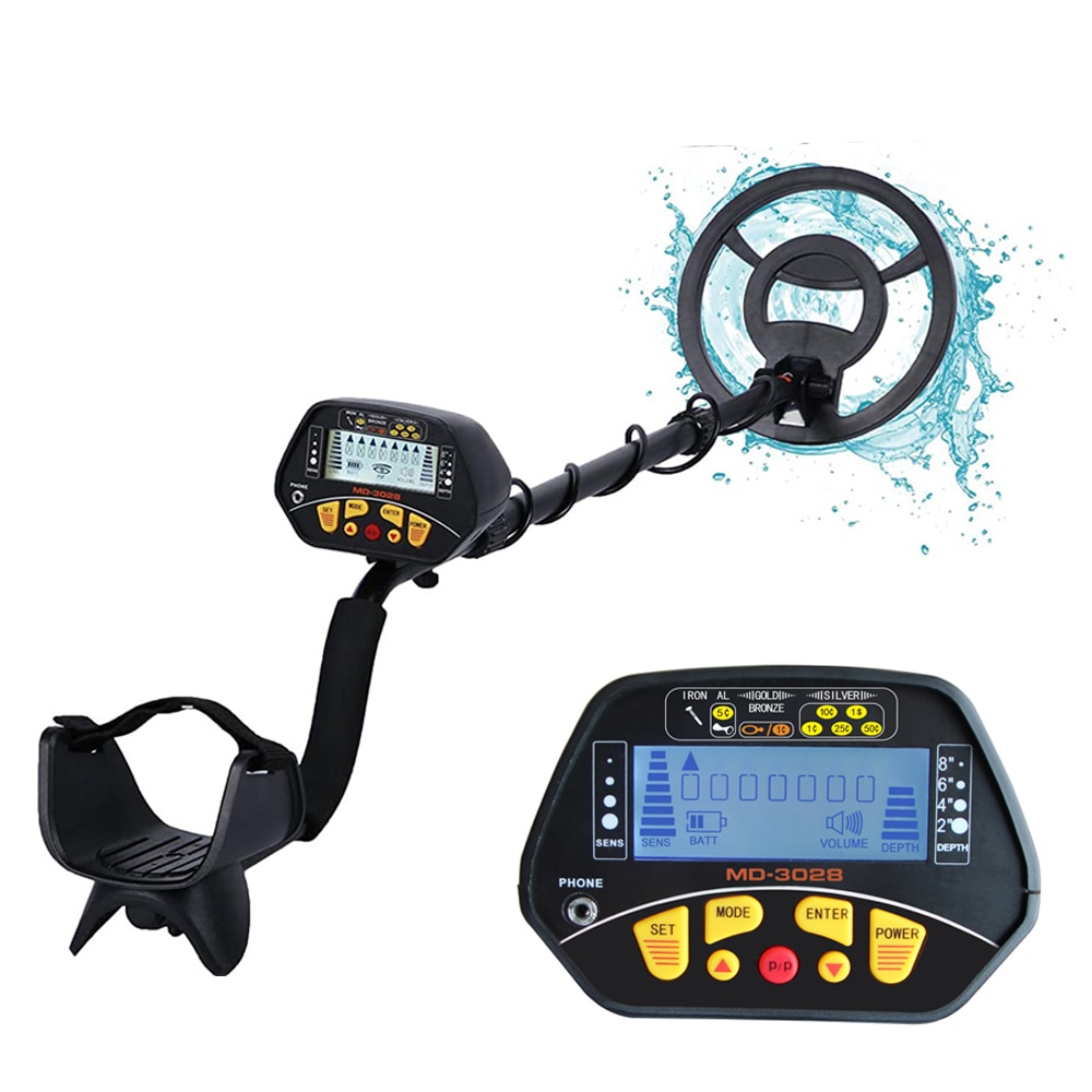 MD-3028 Detector de metales de alta precisión para adultos y niños, pantalla LCD con bobina de búsqueda impermeable de 8,5 ", función de Pinpoint y modo de disco