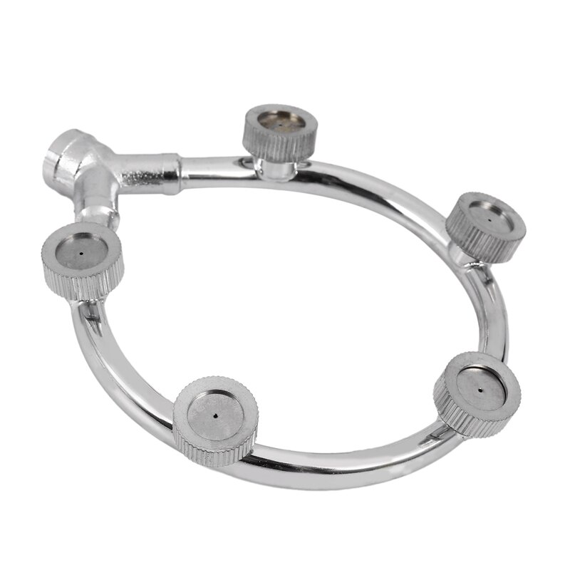 2X Stainless Steel Fan Ring With 5 Nozzle Seats Sprayer Mist Fan Ring Water Sprayer Fine Fog Ring